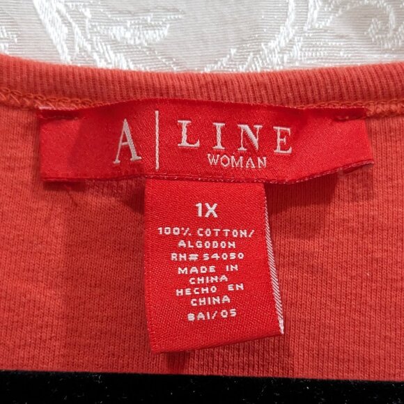 Cotton Sleeveless Fitted Tank Top Shell 1X Paneled Princess Seams Summer Orange - Picture 3 of 3